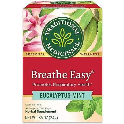 Traditional Medicinals Breathe Easy Eucalyptus Mint, 16 Tea Bags | Promotes Respiratory Health, Kosher, Non-GMO, Caffeine-Free, Compostable