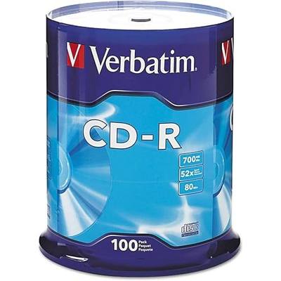 Verbatim CD-R Blank Discs 700MB 80 Minutes 52X Recordable Disc for Data and Music - 100pk Spindle