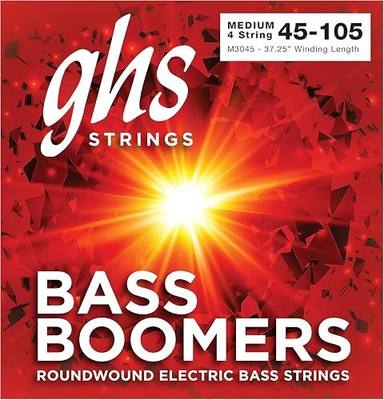 GHS Strings M3045 4-String Bass Boomers, Nickel-Plated Electric Bass Strings, Long Scale, Medium (45-105)