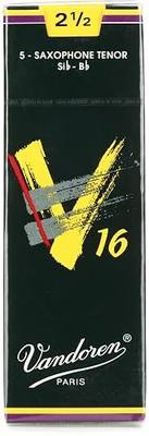 Vandoren SR7225 Tenor Sax V16 Reeds Strength 2.5; Box of 5, Black