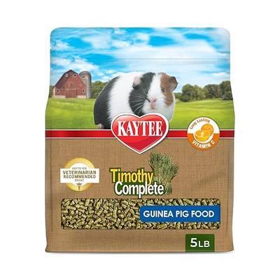 Kaytee Timothy Complete Guinea Pig Food, Made with Timothy Hay, High in Fiber, Supports Dental Health and Digestion, Long-lasting Vitamin C, 5 pounds