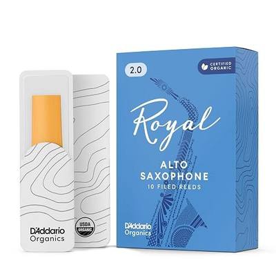 D'Addario Woodwinds Royal Saxophone Reeds - Alto Sax Reeds with Strong Spine - Alto Saxophone Reeds Great for Classical or Jazz - Strength 2.0, 10-pack