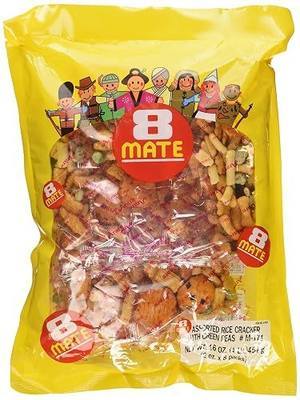Shirakiku 8 Mate Arare Assorted Rice Crackers with Green Peas 16oz (Pack of 1)