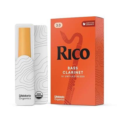 D’Addario Woodwinds - Rico Bass Clarinet Reeds - REA1030 - Strength 3.0, 10-Pack | Rico Organic bass clarinet reeds provide consistent response, easy playability, warm tone and reliable performance.