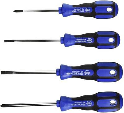 Wiha 46098 Screwdriver Set, Slotted And Phillips, 3K Cushion Grip Handles, 4 Piece