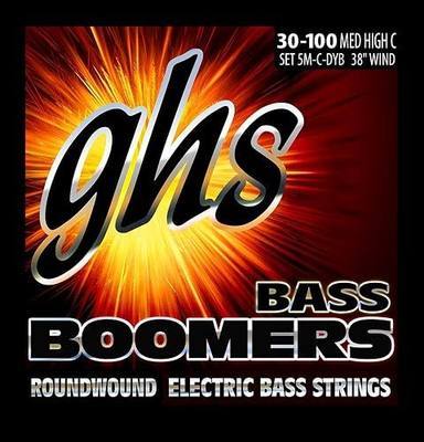 GHS Strings 5M-C-DYB Bass Boomers Bass Guitar Strings Set, Medium, High C, 30-100