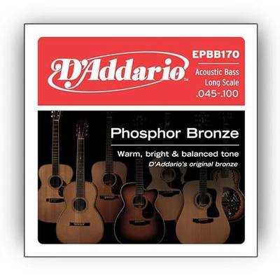 D'Addario Acoustic Bass Guitar Strings - Acoustic Bass Strings - Phosphor Bronze - EPBB170 - Acoustic Bass Guitar 4 String Set - 45-100 Gauge - 1 Pack