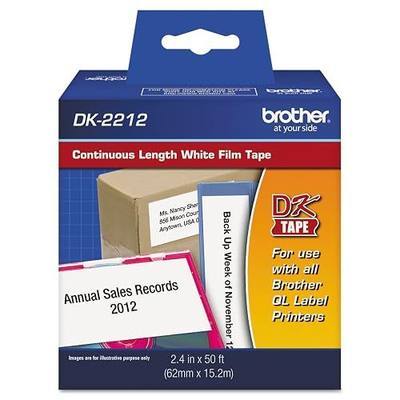 Brother Genuine DK-2212 Continuous Length Black on White Film Tape for Brother QL Label Printers, 2.4" x 50' (62mm x 15.2M), 1 Roll per Box, DK2212,Black/White