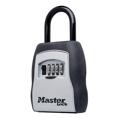 Master Lock Key Lock Box for House Keys – Outdoor Portable Combination Lockbox with Resettable 4 Digit Code, Weather Resistant Durable Metal Body, Holds 5 Keys, 5400EC Black