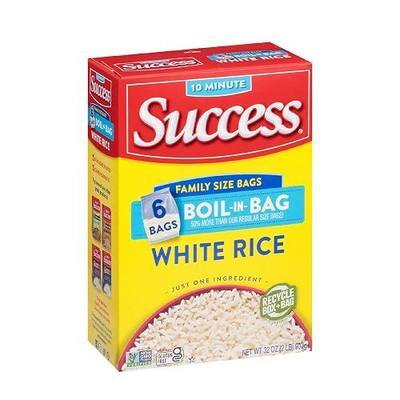 Success Boil-in-Bag Rice, White Rice, 32-Ounce Box, Pack of 6 | Precooked rice bag for quick and easy meals, stovetop or microwave, ready in 10 minutes, gluten-free, kosher, non-GMO
