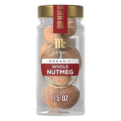 McCormick Gourmet Collection Nutmeg, Whole, Organic, Non GMO, Our Best Herbs & Spices, Fragrant, Sweetness and Warmth Enhances Eggnog, Custards, Cookies, Spice Cakes & More, 1.5 oz