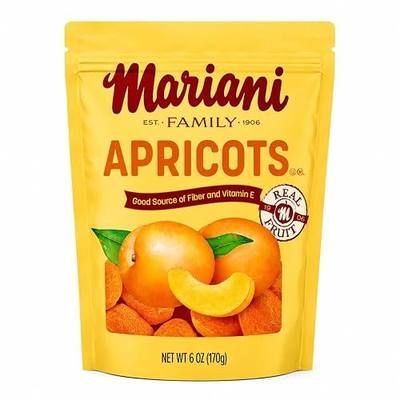 Mariani Premium Dried Apricots, Soft & Chewy Dried Fruit Snack, Good Source of Fiber & Vitamin E, Naturally Delicious Apricots, Resealable Bag, 6 Oz