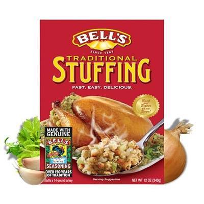 Bell's Traditional Stuffing Mix, 12 oz Box – Classic New England Recipe – Made with Bell's Seasoning – Ideal for Poultry, Pork & Holiday Meals