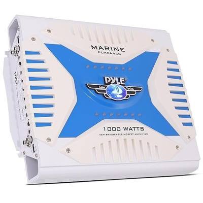 Pyle Hydra Marine Amplifier - Upgraded Elite Series 1000 Watt 4 Channel Bridgeable Amp Tri-Mode Configurable, Waterproof, MOSFET Power Supply, GAIN Level Controls and RCA Stereo Input - PLMRA420
