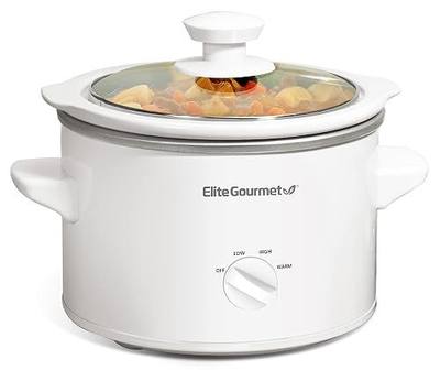Elite Gourmet MST-250XW Electric Ceramic Slow Cooker, Adjustable Temp | Dishwasher-Safe Glass Lid & Crock - Great for Entrees, Sauces, Stews & Dips