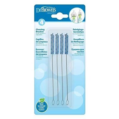 Dr. Brown’s Natural Flow Reusable Baby Bottle Vent System and Reservoir Cleaning Bristle Brush, BPA Free, Blue Brushes, 4-Pack