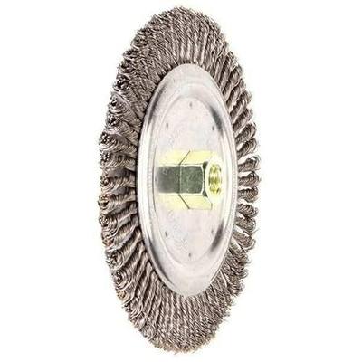Weiler 09000 Roughneck 7" Root Pass Weld Cleaning Brush, .020" Steel Wire Fill, 5/8"-11 Unc Nut, Made in the USA, 56 Knots
