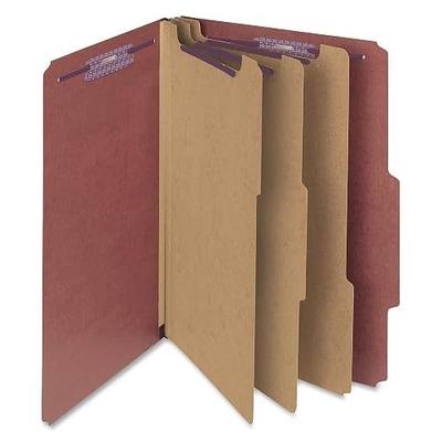Smead Pressboard Classification File Folder with SafeSHIELD® Fasteners, 3 Dividers, 3" Expansion, Legal Size, Red, 10 per Box (19092)