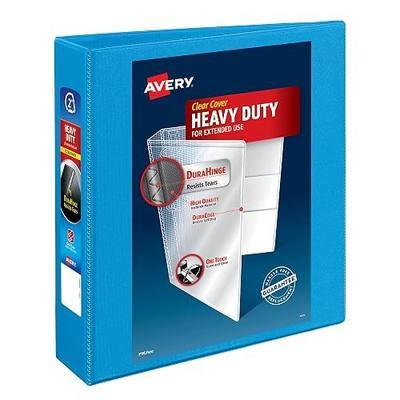 Avery Heavy-Duty View 3 Ring Binder, 2" One Touch Slant Rings, 2.8 Inch Wide Spine, Customizable Clear Cover, Ideal for School, Office, and Home Organization, 1 Light Blue Binder (05501)