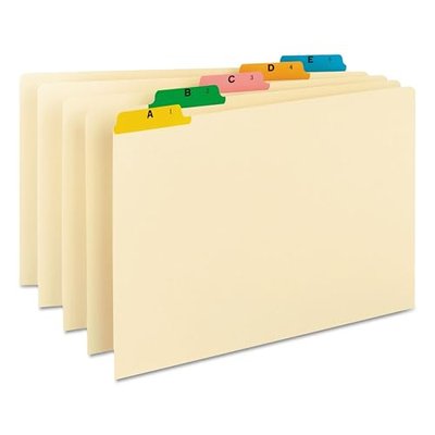 Smead 100% Recycled Pressboard File Guides, 1/5-Cut Tab (A-Z), Legal Size, Gray/Green, Set of 25 (52376)