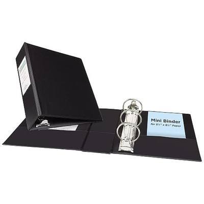 Avery Mini 3 Ring Binder, Holds 5.5" x 8.5" Paper, 2" Round Rings, 375-Sheet Capacity, 2.8 Inch Wide Spine, Label Holder, 1 Black Binder, Great for Home, Office, School Supplies, and More (27554)