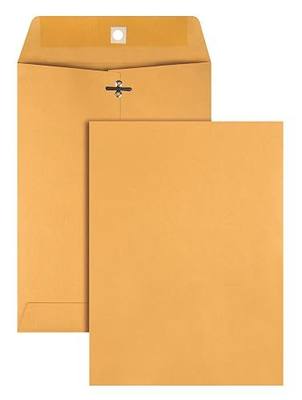 Quality Park Gummed Kraft Clasp Envelopes, 7.5 x 10.5, Box of 100 (37875), Light Brown