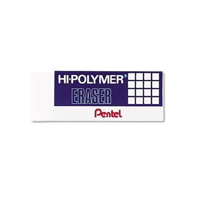 Pentel Super Hi-Polymer Eraser, Large, Nonabrasive, White (PENZEH10)