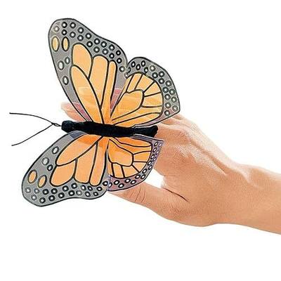 Folkmanis Mini Monarch Butterfly Finger Puppet, Orange, Black