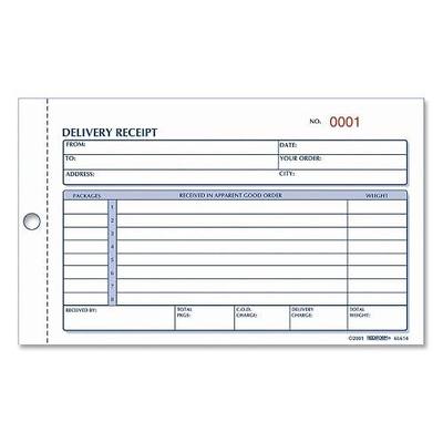 Rediform Delivery Receipt Book, Three-Part Carbonless, 6.38 x 4.25, 50 Forms Total