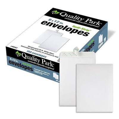Quality Park 9 x 12 Catalog Envelopes, 100 Pack, Document Envelopes with Self Seal Closure, Heavyweight 28 lb Paper, Self Sealing Envelope for Mailing, Filing and Organizing, White