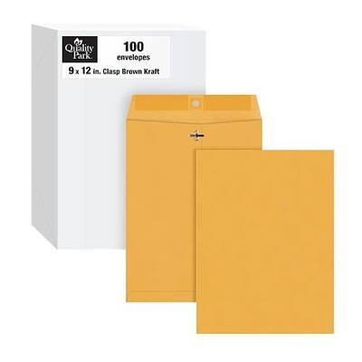 Quality Park 9 x 12 Clasp Envelopes, Clasp and Gummed Closures for Storing or Mailing, Extra Heavy-Duty 32 lb Kraft Paper, 100 per Box (QUA37790)