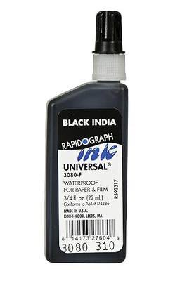 Koh-I-Noor Dye-Based Universal Drawing Ink 0.75 Oz. Bottle, Black