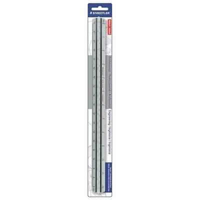 STAEDTLER Engineer Aluminum Triangular Scale, 12in Metal Ruler with Color-Coded Grooves, Weather-Resistant, 6 Scales (10-60 Parts per Inch)