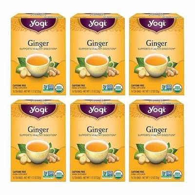 Yogi Tea - Ginger Tea (6 Pack) - Supports Healthy Digestion - Soothing and Spicy Blend - Caffeine Free - 96 Organic Herbal Tea Bags