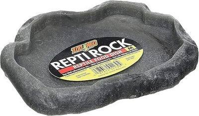 Zoo Med Reptile Rock Food Dish, Medium, 7.25"l x 6"w x 0.75"h, Colors may vary Black