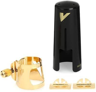 Vandoren LC07P Optimum Ligature and Plastic Cap for Alto Saxophone Gilded with 3 Interchangeable Pressure Plates, Black