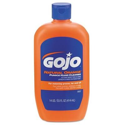 GOJO NATURAL* ORANGE Pumice Hand Cleaner, 14 fl oz Quick-Acting Lotion Cleaner Squeeze Bottle (0957-12)