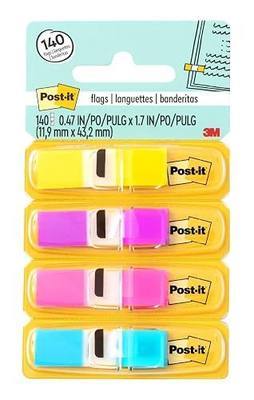Post-it Flags, 0.47 in. x 1.7 in., 4 dispensers with 35 Flags/Dispenser, 140 Flags Total, in Yellow, Dark Pink, and Teal, Removable Page Markers for Planners, journals, and calendars | Removable Page Markers for Planners, Journals, and Calendars