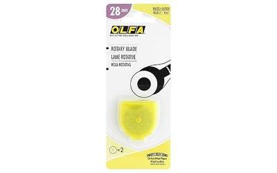 OLFA 28mm Rotary Replacement Blades (RB28-2) - Tungsten Steel, 2 Blades | Tungsten steel, precision for tight corners, 2-blade pack - For 28mm rotary cutters - Quilters and Crafters