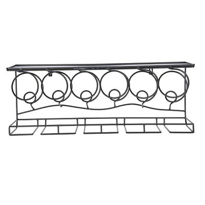 Oenophilia Wine Bar Wall Rack - Wall Mounted Wine Rack, Bottle and Stemware Glass Holder, Sturdy and Solid Metal Shelf across the Top for Liquor Storage