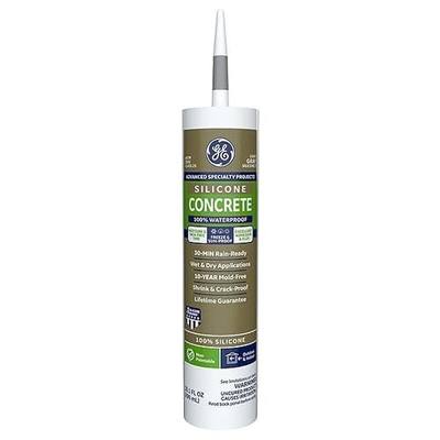 GE Sealants General Electric GE5020 Concrete and Masonry Silicone II Caulk, 10.1-Ounce, Grey, caulker, Light Gray