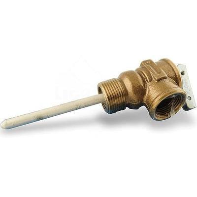 Camco Automatic Temperature and Pressure Relief Valve with Extension Probe and Lever | Features an All Brass Body with a Stainless Steel Pressure Spring | (10473) | Replacement relief valve with brass body and probe for RV water heater systems
