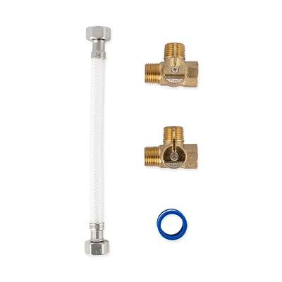 Camco Camper/RV Water Heater By-Pass Kit - Designed to By-Pass Camper Water Heater During RV Winterizing - Features 8-Inch Nylon Reinforced Hose with 2 Brass Valves (35953)