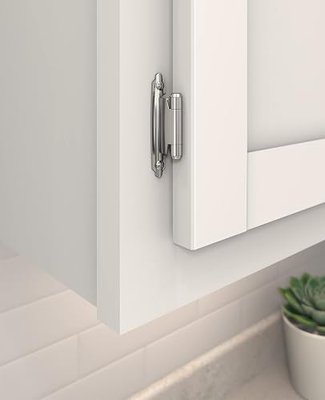 Amerock 1 Pair Variable Overlay Polished Chrome Self-Closing Cabinet Hinge | Steel Face Mount Self-Closing Cabinet Hinges for Face Frame Cabinets; Ideal for Kitchen, Bathroom and Furniture Doors
