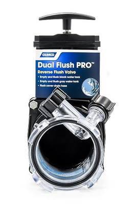 Camco Dual Flush Pro Camper/RV Holding Tank Rinser - Features 3-Inch Gate Valve & Reverse Flush Valve - Empties & Flushes RV Black Water Tanks and RV Sewer Hose (39062)