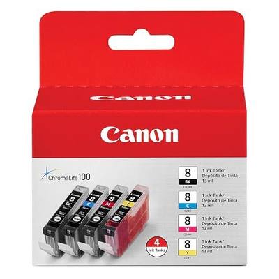 Canon CLI-8 Genuine Four Color Multi Pack, Compatible with iP5200R, iP5200, iP4200, iP4500, iP4300, MP970, MP960, MP950, MP800R, MP830, MP810, MP800, MP500, MX850, MP610, MP600, and MP530 Printers