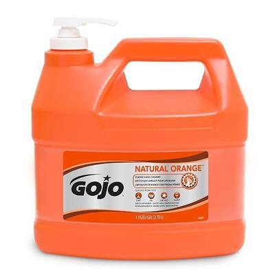 Gojo Natural Orange Pumice Hand Cleaner, Pump Bottle, 1ct x 1 Gal - 0955-02 | OEM replacement, replaces 1 Gallon Container With Pump, for outdoor power equipment, Orange citrus scent, 752-944