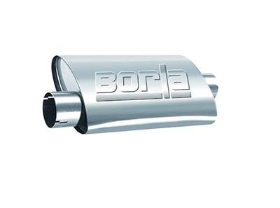 BORLA 40664 ProXS ProXS Muffler 2.25" Offset Inlet/ 2.25" Center Outlet, 4" x 9.5" Oval, 14" Long Body, 19" Overall Length. Universal Part. Reversible Design.