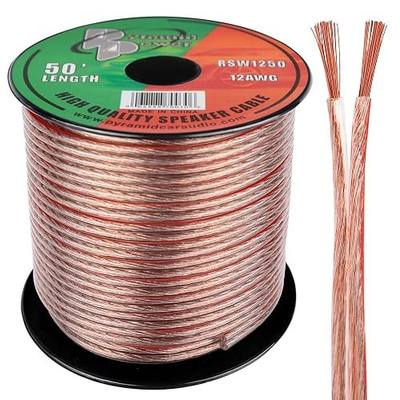 Pyramid 50ft 12 Gauge Speaker Wire-Copper Cable in Spool for Connecting Audio Stereo to Amplifier,Surround Sound System,TV Home Theater and Car Stereo-Pyramid RSW1250