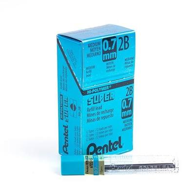Pentel Super Hi-Polymer Lead Refill, 0.7mm Medium, 2B, 144 Pieces of Lead (50-2B)